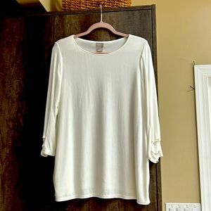 Chicos Travelers Top in Winter White Size 1